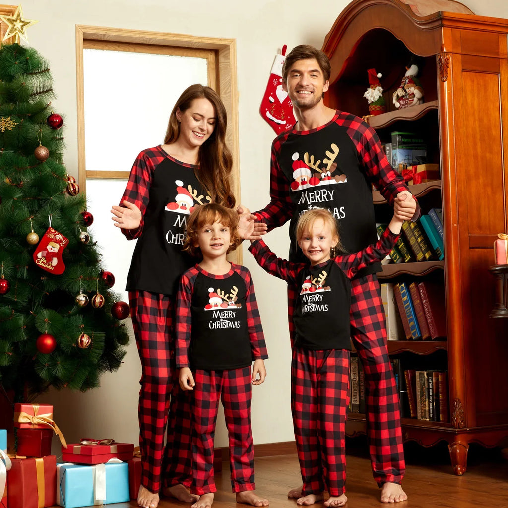 Pijamas de natal família olhar roupas papai noel impressão roupa interior feminina combinando conjunto casual solto sono roupas masculinas