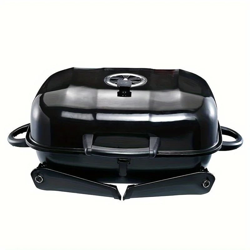 Churrasqueira a Gás Portátil com Tampa, 1 Queimador, Pernas Dobráveis, Pequena Churrasqueira a Propano para Cozinha ao Ar Livre, Camping, Churrascos, Pátios e Jardins