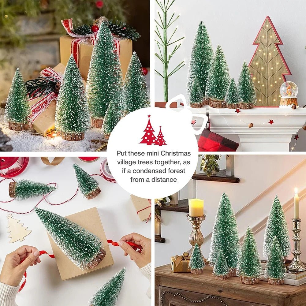 Decoração de natal artificial mini ornamentos de árvore em miniatura pinheiros de neve de cedro para decoração de mesa de casa 2024 navidad paisagem presentes