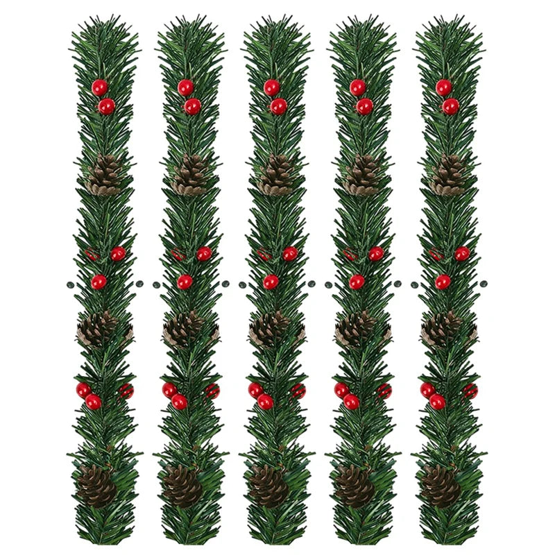 Guirlanda de Natal com Pinhas e Frutas Vermelhas, Árvore de Natal Artificial, Guirlanda de Galhos de Pinheiro, Decoração para Festas em Casa