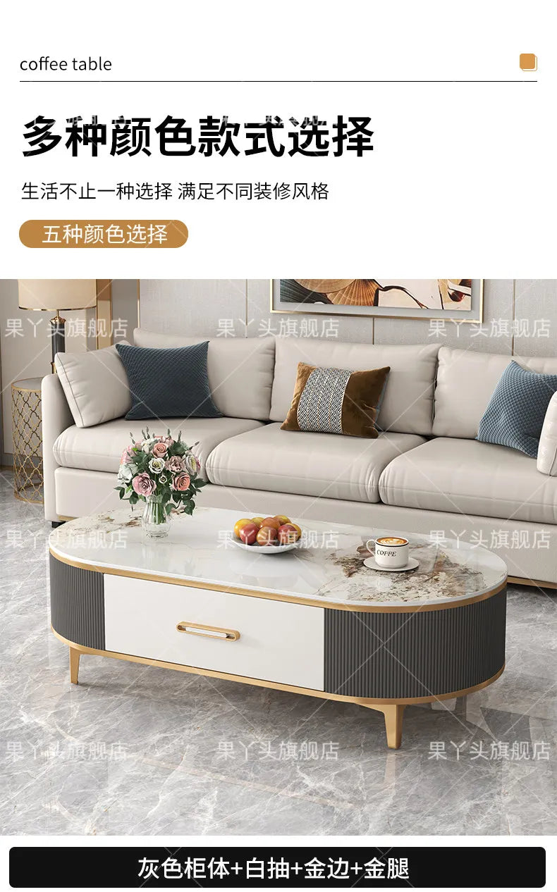 Mesa de Jantar, Mesa de Centro para Escrita e Café, Gavetas Móveis, Mesa Lateral de Luxo com Armazenamento para Sala de Estar, Mesa Auxiliar Moderna, Móveis Modernos