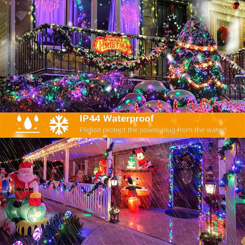 Árvore de Natal ao ar livre e interior String Lights, impermeável Bluetooth Fairy LED String Lights, IP65, WS2812B, 100LED, 10m