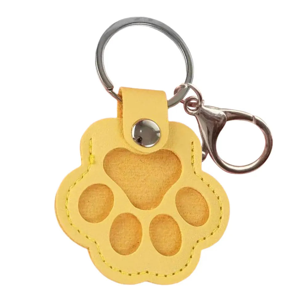 Adorável impressão de pata chaveiros comemorativos saco de armazenamento de pêlos de animais de estimação chaveiro gato cão recipiente de pele pingente para amantes de animais de estimação