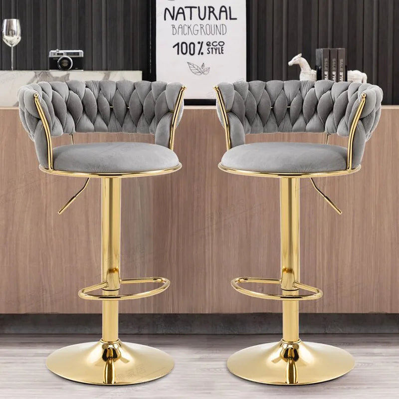 Bancos de bar modernos com pernas douradas, altura ajustável, banco de bar minimalista italiano, designer ergonômico, mama sandalyesi, móveis de cozinha