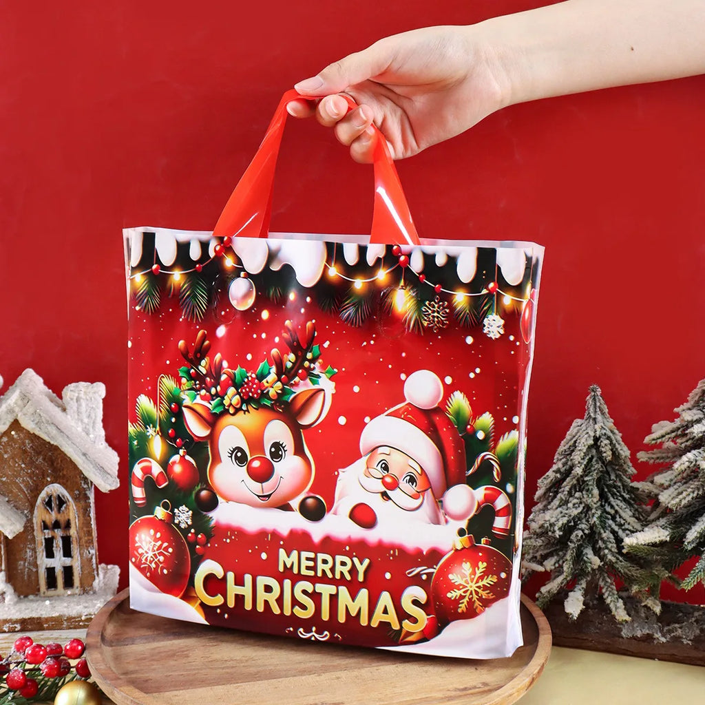 6 Sacolas de Presente de Natal com Tema Papai Noel e Rena, Sacolas de Embalagem para Presentes de Ano Novo 2026, Decoração Natalina para Casa