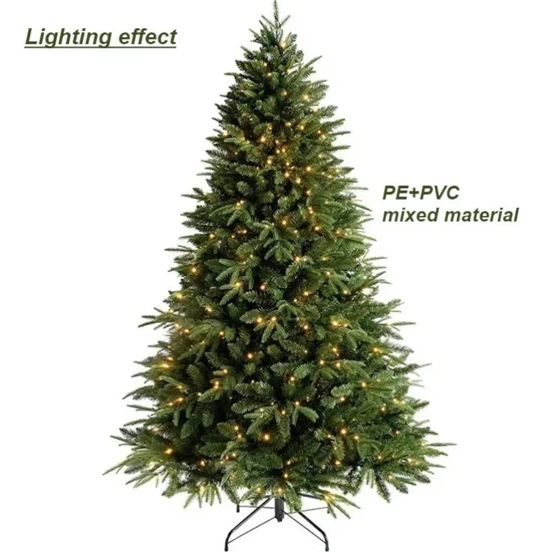 Árvore de natal artificial pe misturada criptografada com luzes led árvore de natal de alta qualidade 1.2m-1.8m decorações de natal de ano novo
