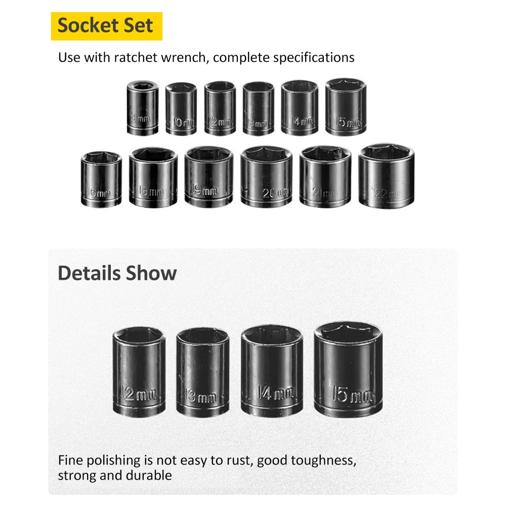 Conjunto de ferramentas manuais de 108 peças para reparo doméstico e de carro com caixa de ferramentas de plástico, kit de ferramentas domésticas em geral