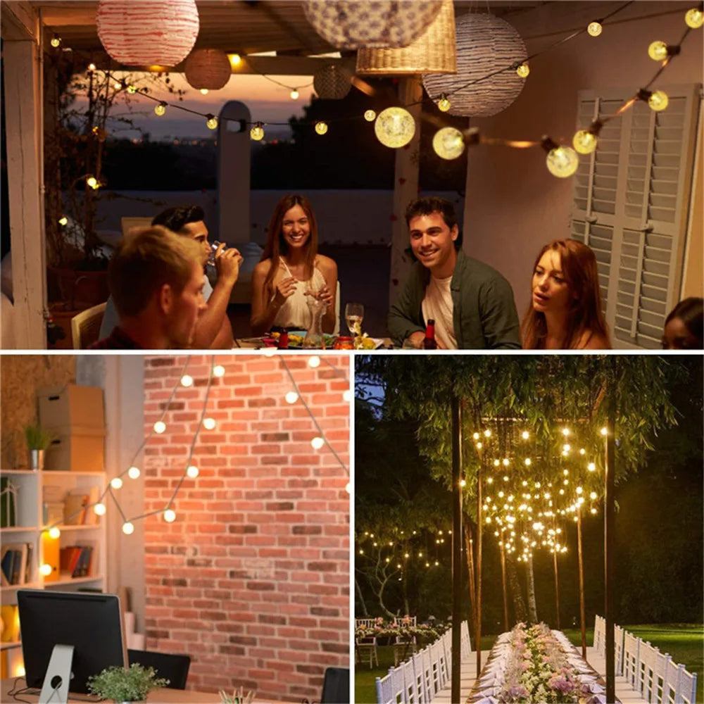 100 conduziu a lâmpada solar para exterior, impermeável, 12m, 12m, luz-acima, fada, bola de cristal, guirlandas do jardim, decoração do Natal