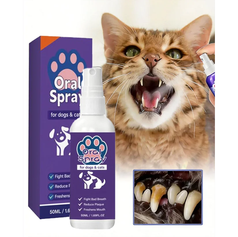 Spray de Cuidado Oral para Cães Limpeza de Dentes de Animais de Estimação Hálito Fresco Higiene Dental Diária Cuidado Suave para a Boca Fácil de Usar