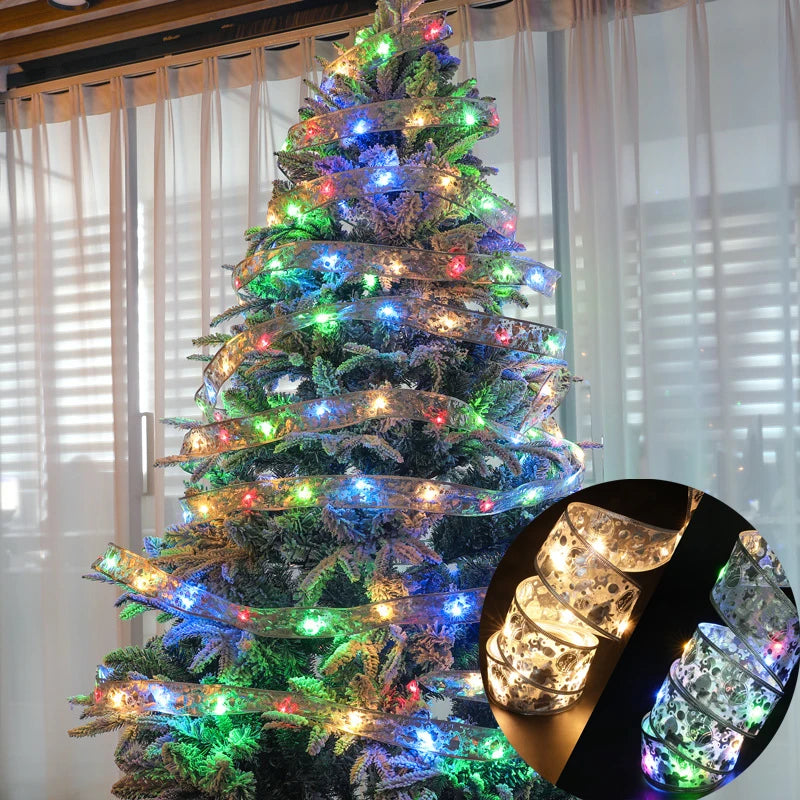 Decoração de natal fita luzes de fadas ornamento da árvore de natal luzes da corda de natal navida natal decoração de ano novo 2025