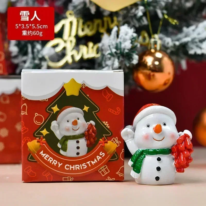 Série de natal artesanato resina animal festa criativa mini árvore de natal velha menina crianças bonito presente decoração para casa suprimentos decoração