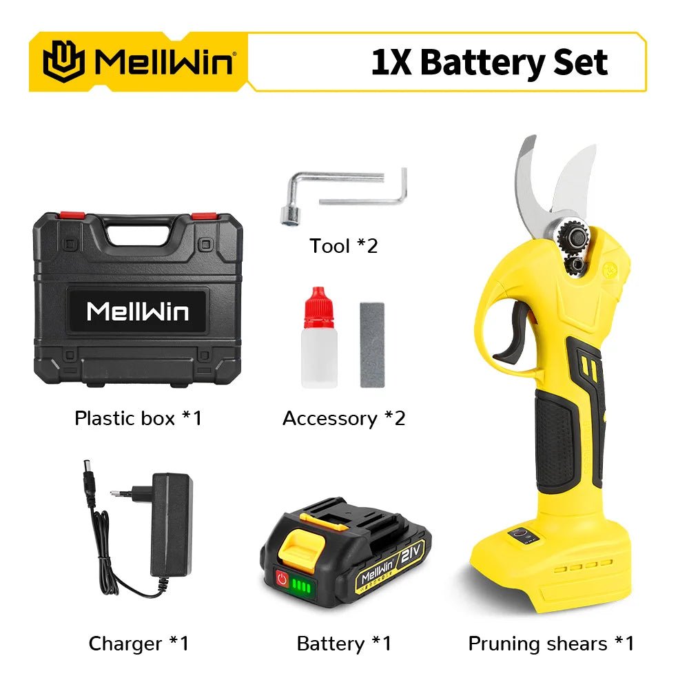 Mellwin 30mm tesouras de poda elétricas sem escova sem fio cortador de galhos de árvores frutíferas tesoura de jardim para makita 18v bateria pino