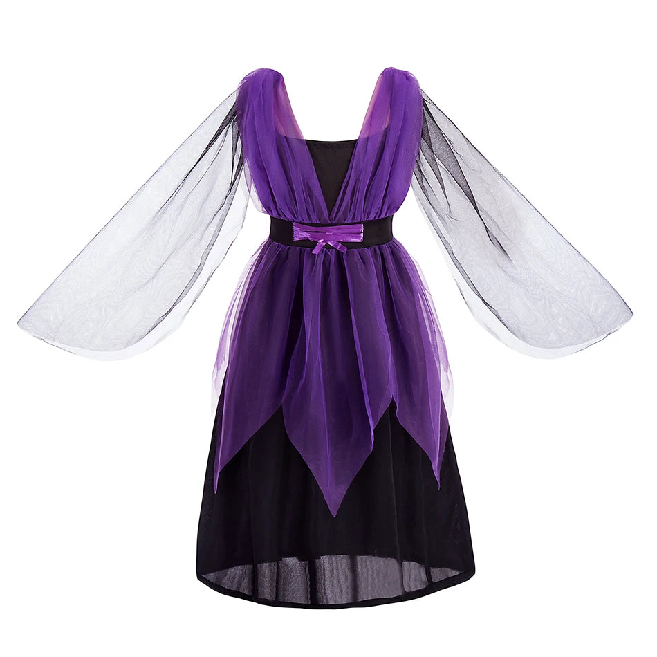 Crianças traje de bruxa meninas conto de fadas feiticeiro vestido crianças halloween abóbora roupas bebê bat aranha festa cosplay outfit 2-15t