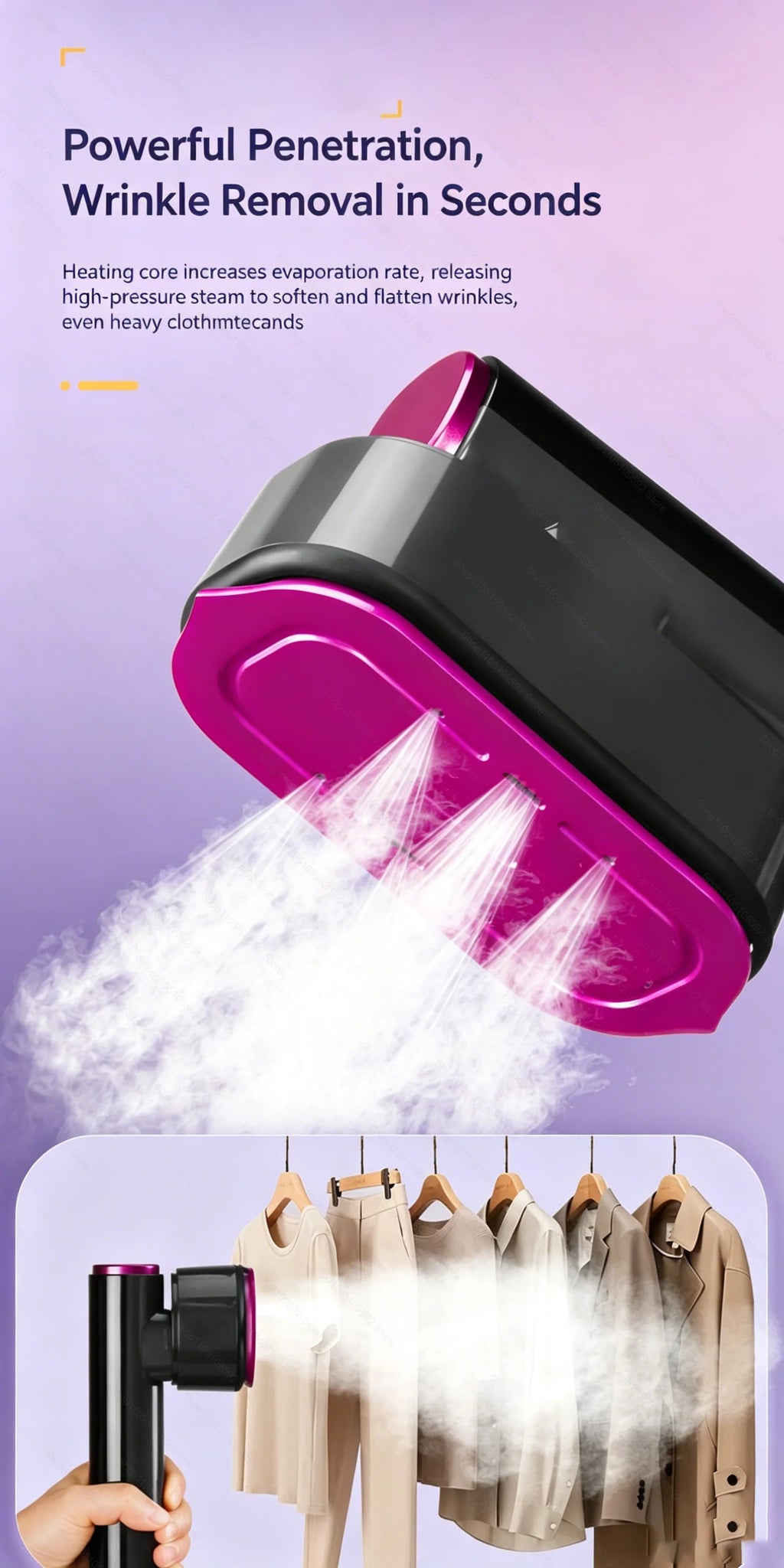 Ferro a Vapor Portátil Profissional de Mão 1200W para Uso Doméstico, Vaporizador de Roupas para Superfícies de Vestuário