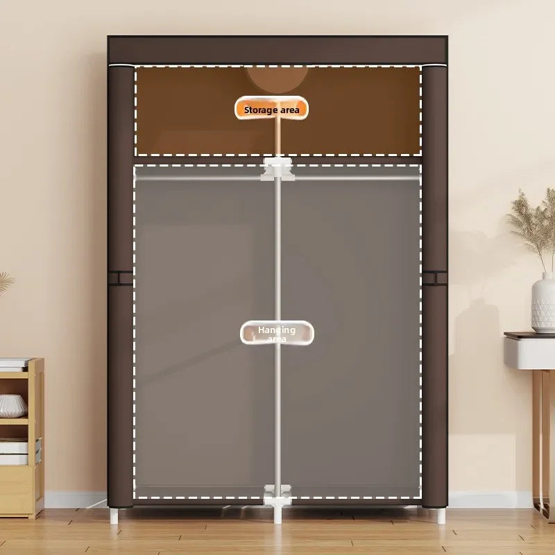 Armazenamento à prova de poeira quarto doméstico guarda-roupa simples guarda-roupa de pano totalmente fechado guarda-roupa de casa de aluguel