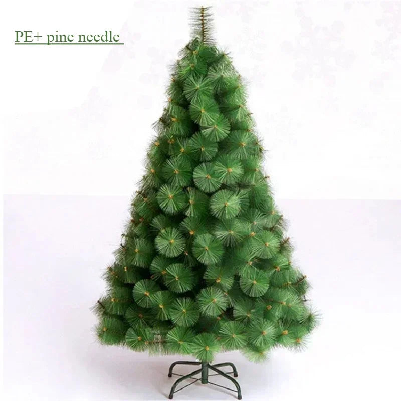 Árvore de Natal artificial com agulhas de pinheiro, 1,2 a 2,1 metros, árvore de Natal verde realista com suporte de metal, para decoração de festas e eventos em casa.