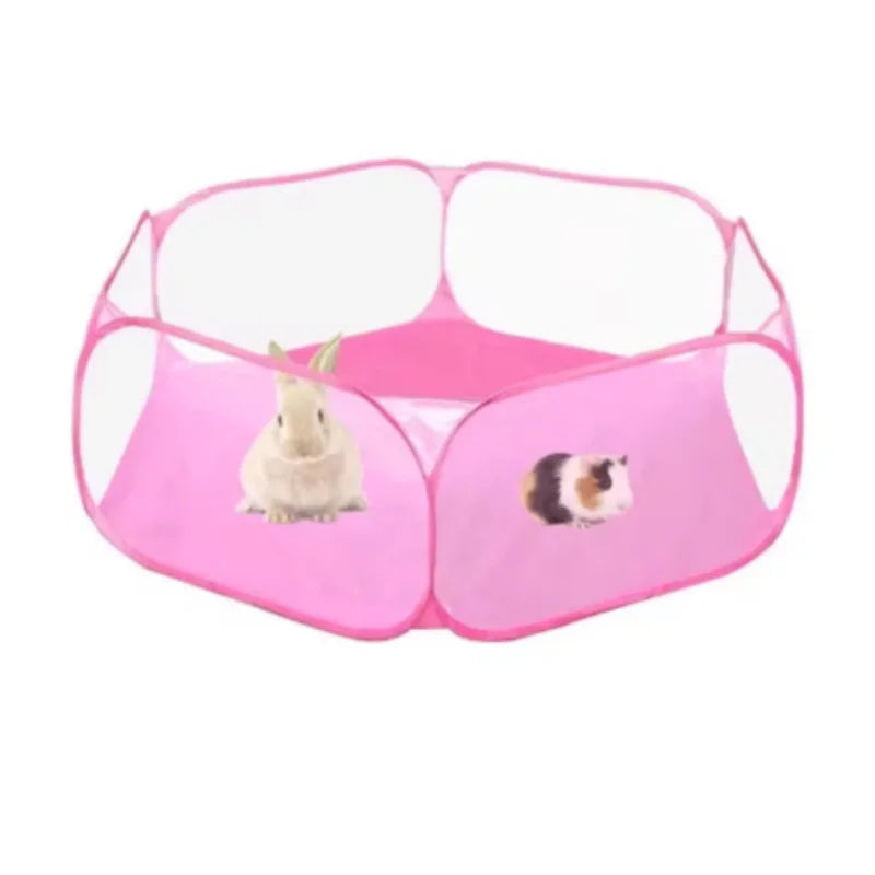 Transparente portátil pet gaiola tenda cão gato cercadinho aberto dobrável quintal cerca para hamster coelho cobaia pequena gaiola para animais de estimação