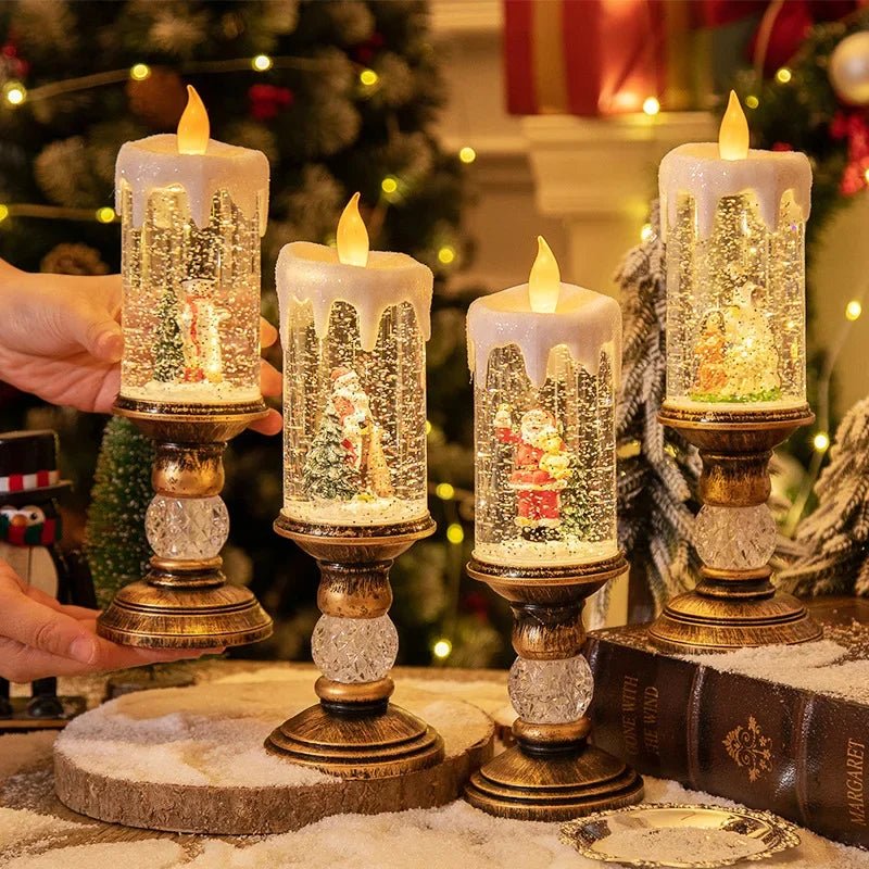 Crystal Snow Candles Lights para Decorações de Natal, Scene Layout, Holiday Gifts, Children's Birthday Gifts