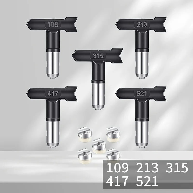 Bicos de Pulverização Airless 109/213/315/417/521 com Vedações, Bicos Reversíveis de Aço de Tungstênio para Pulverizador de Tinta para Pintura de Parede