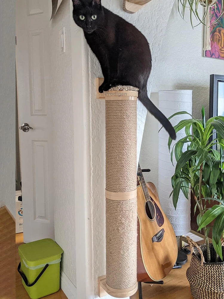 Pós de arranhar para gatos montado na parede, móveis de parede, árvore de madeira para gatos grandes, colunas mais grossas para multi-funções