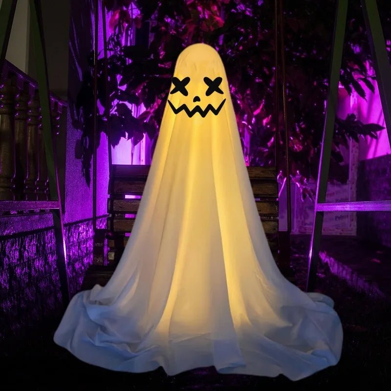 Decoração de Fantasma de Halloween em Pé com Chapéu de Bruxa, Fantasma Assustador para Jardim, Casa, Festa Interna, Casa Assombrada, Suprimentos de Decoração