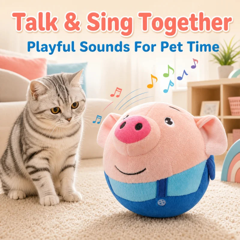Brinquedo Eletrônico para Animais de Estimação, Bola para Gato, Bola Saltitante para Cães, Bola com Música e Vibração, Bola Interativa para Mastigar, Brinquedo de Pelúcia em Movimento para Cães