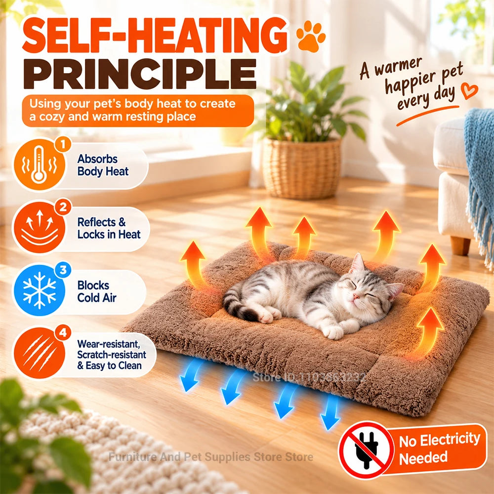 Tapete Auto-Aquecedor para Animais de Estimação: Material de Retenção de Calor de Cinco Camadas, Lavável e Antiderrapante, para Cães e Gatos de Pequeno a Médio Porte