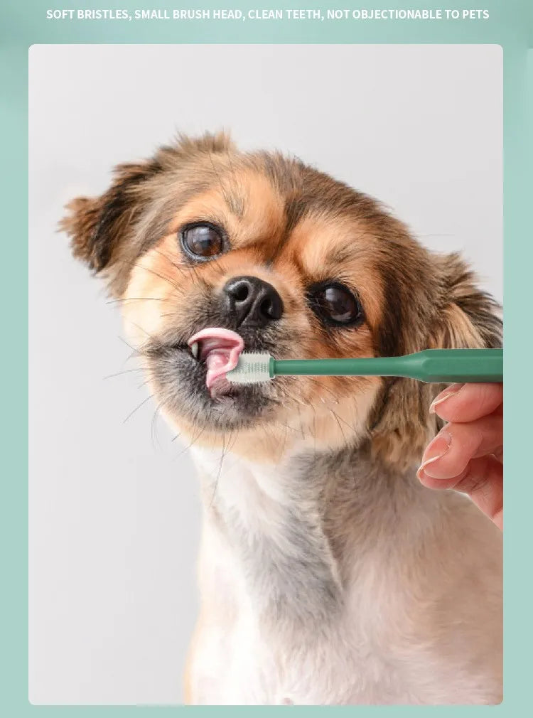 Pequena cabeça Pet Toothbrush, 360-degrees Dog Teeth Cleaning, Soft Hair Cat Tooth Brush, Pet Products