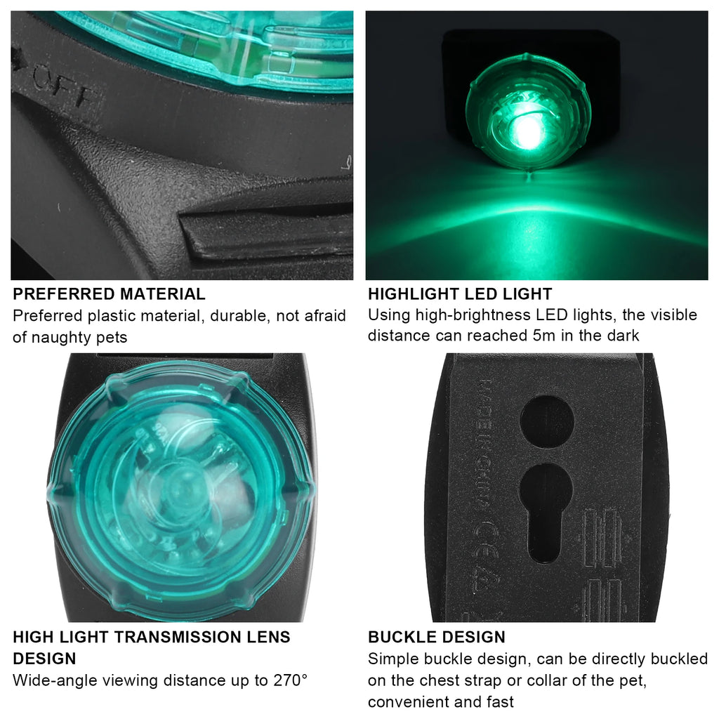 Luz de Coleira para Animais de Estimação, Luz LED Pendente à Prova d'Água, Luminosa e Brilhante, Lâmpada de Advertência Noturna, Clipe para Coleiras, Acessórios para Cães