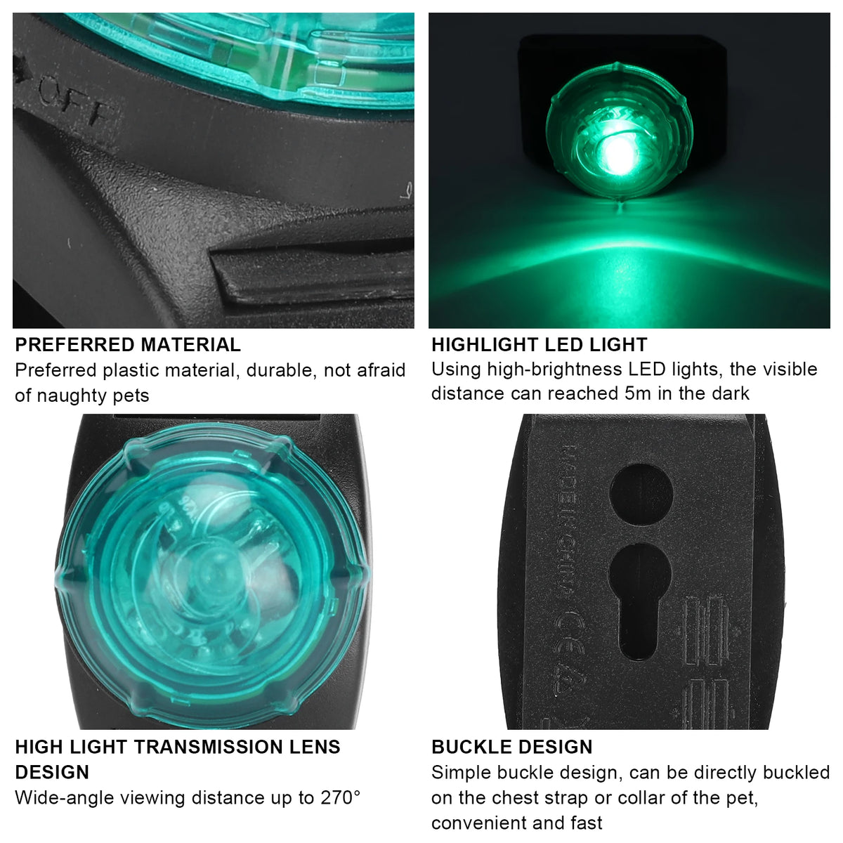Luz de Coleira para Animais de Estimação, Luz LED Pendente à Prova d'Água, Luminosa e Brilhante, Lâmpada de Advertência Noturna, Clipe para Coleiras, Acessórios para Cães