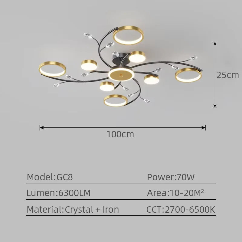 IRALAN-Lustre LED moderno para sala de estar, lustre redondo para cozinha, controle remoto inteligente, luz interior