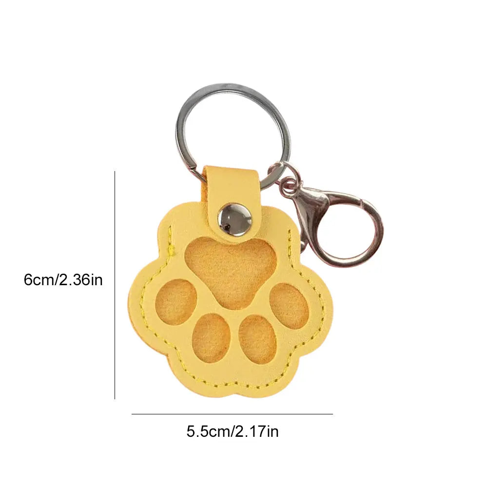 Adorável impressão de pata chaveiros comemorativos saco de armazenamento de pêlos de animais de estimação chaveiro gato cão recipiente de pele pingente para amantes de animais de estimação