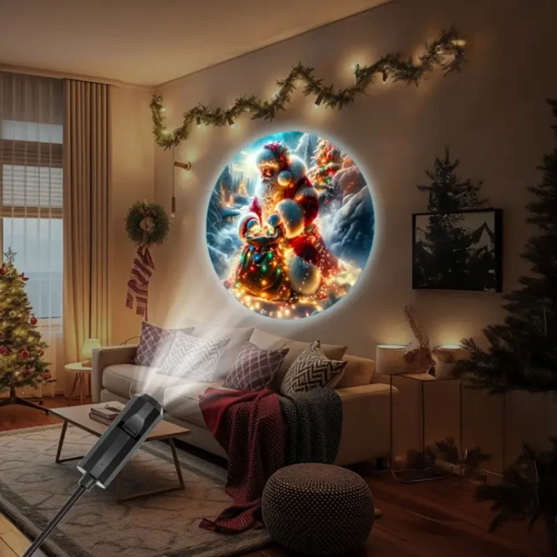 Projetor de Luz LED de Natal 3/6/10 peças com Padrões de Projeção - Luz Noturna Ajustável com Papai Noel e Árvore de Natal para Decoração de Natal