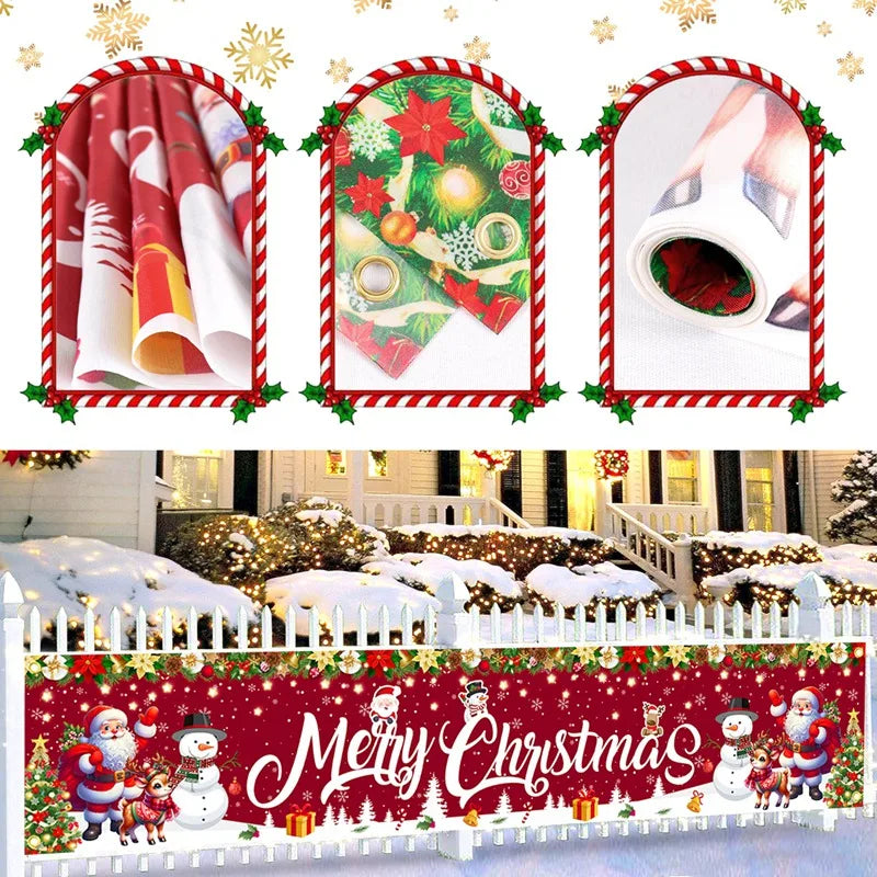 Banner de Natal para Exterior Decorações de Feliz Natal para Casa 2026 Decoração Externa Xmas Navidad Noel Natal Feliz Ano Novo 2027