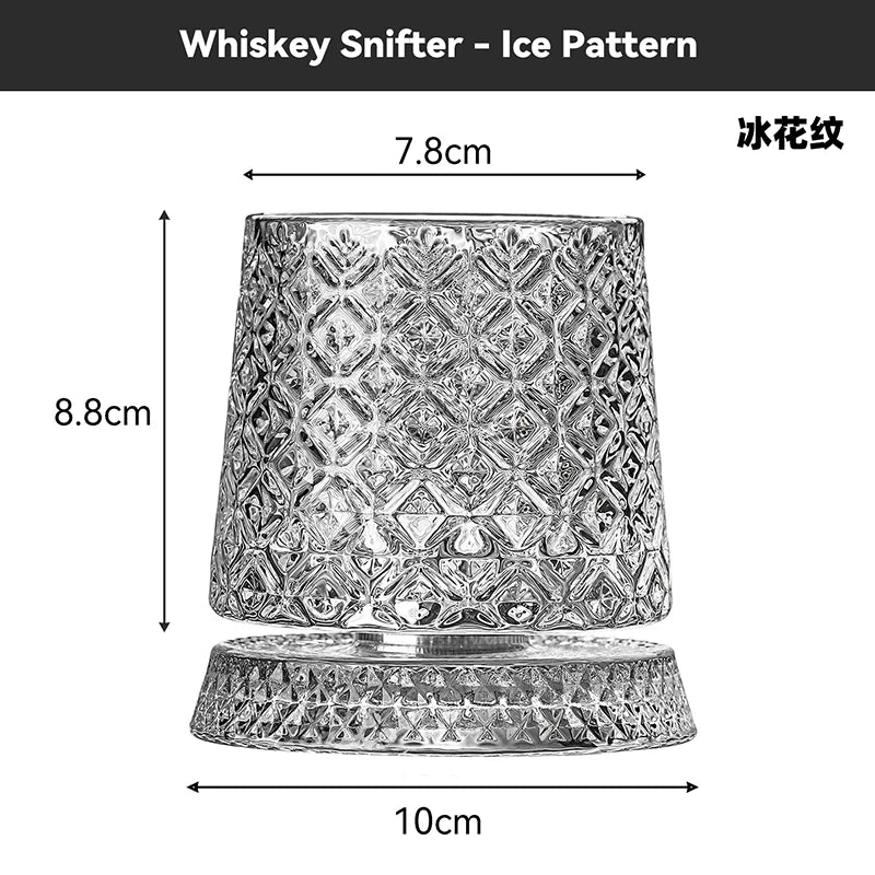 2026 novos copos de uísque rotativos vidro de uísque com base de vidro 360 graus de rotação cristal rum vidro para cocktail festa beber