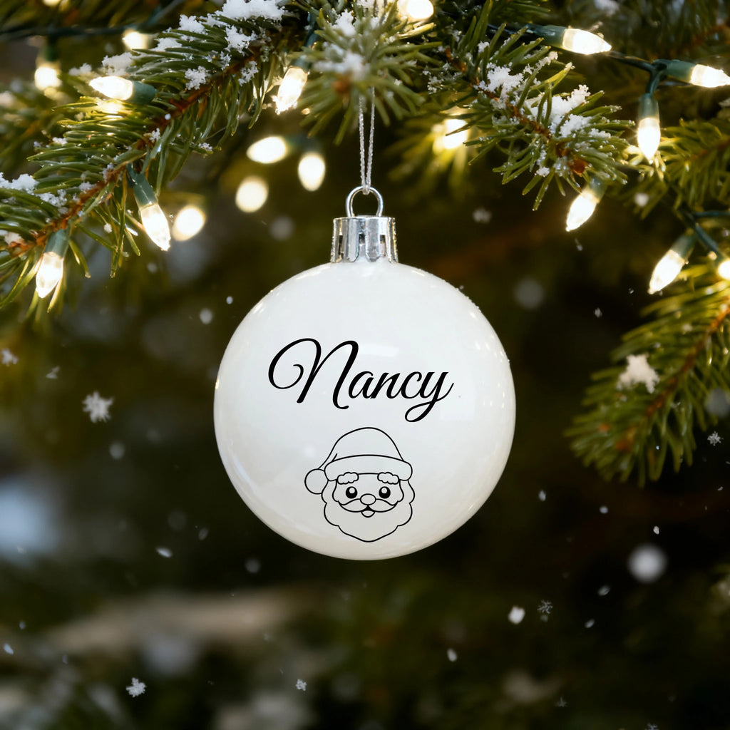 Enfeite de Natal Personalizado com Texto, Bola Decorativa Branca, Presente de Natal, Bola de Decoração de Cena Natalina Personalizada para Pendurar