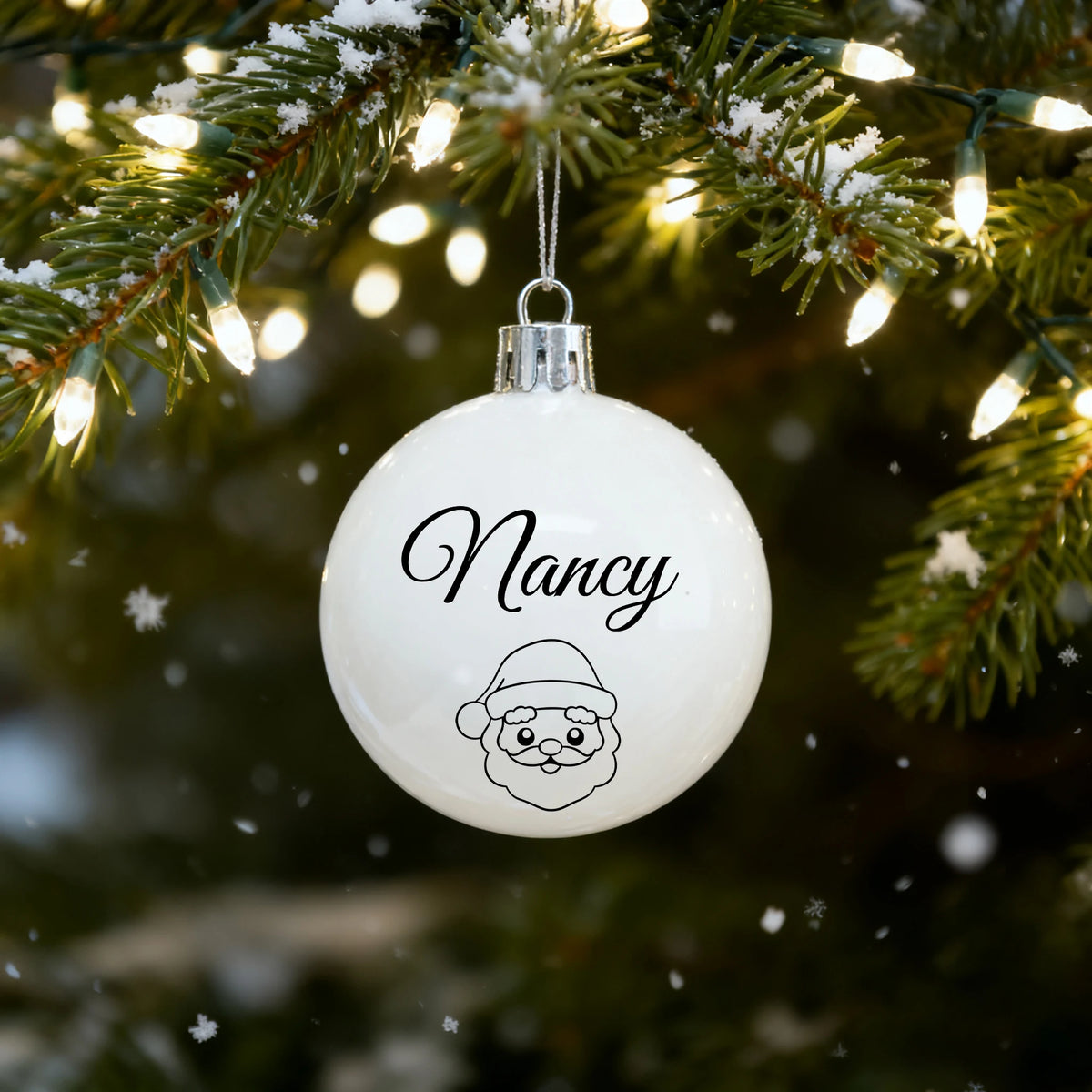 Enfeite de Natal Personalizado com Texto, Bola Decorativa Branca, Presente de Natal, Bola de Decoração de Cena Natalina Personalizada para Pendurar