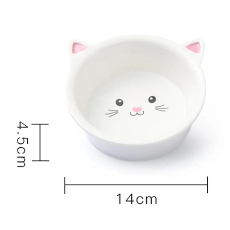 Pote de cerâmica para pet, tigela com estampa de desenhos animados para gato e cachorro