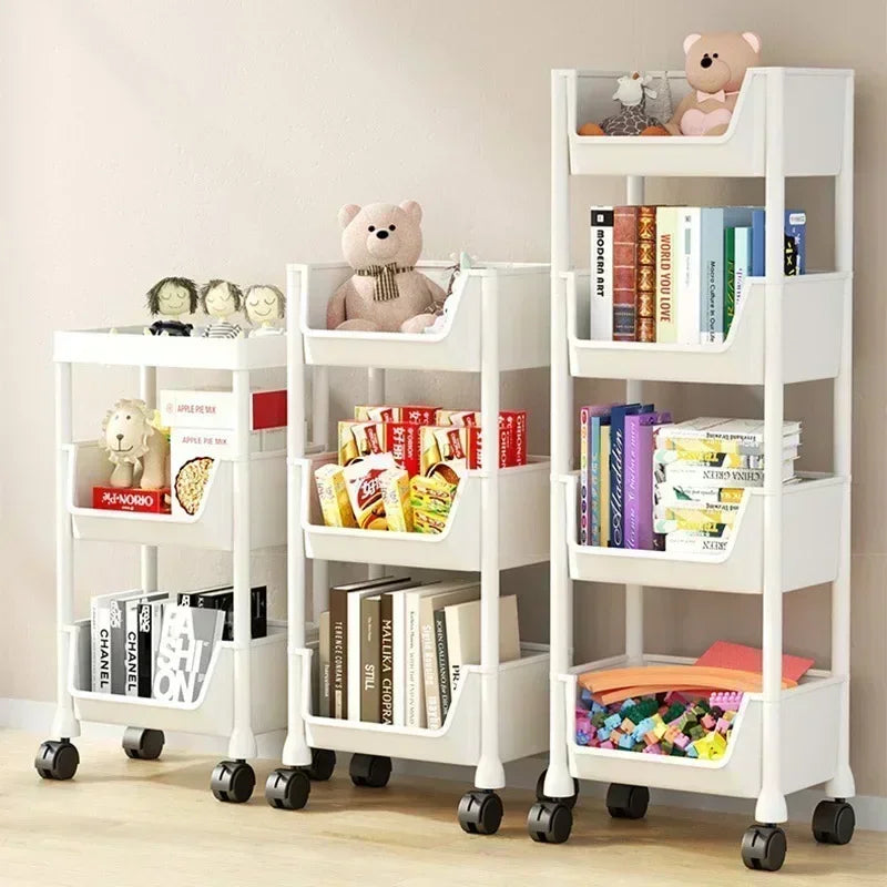 Carrinho Organizador Móvel com Rodas para Casa e Cozinha, Estante de Armazenamento Multicamadas para Lanches, Quarto e Sala de Estar, 2-5 Peças