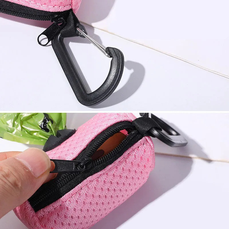Saco de armazenamento para cocô de animais de estimação, dispensador de tecido de malha, coleira, saco de resíduos, suprimentos para animais de estimação para atividades ao ar livre