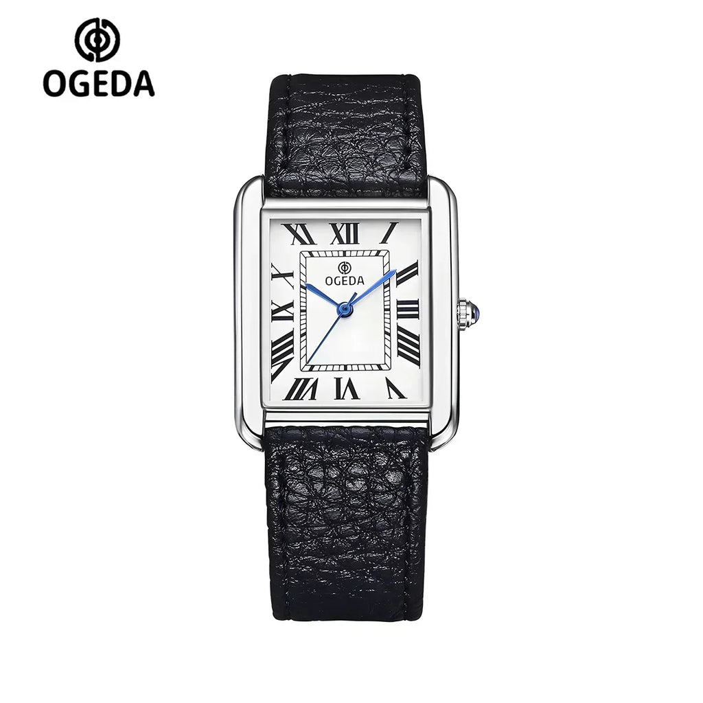 Ogeda 2025 New Square Men's Quartz Watch with Mineral Glass Alloy Case, Leather Strap, Sports Waterproof 3Bar Reloj Hombre Wat