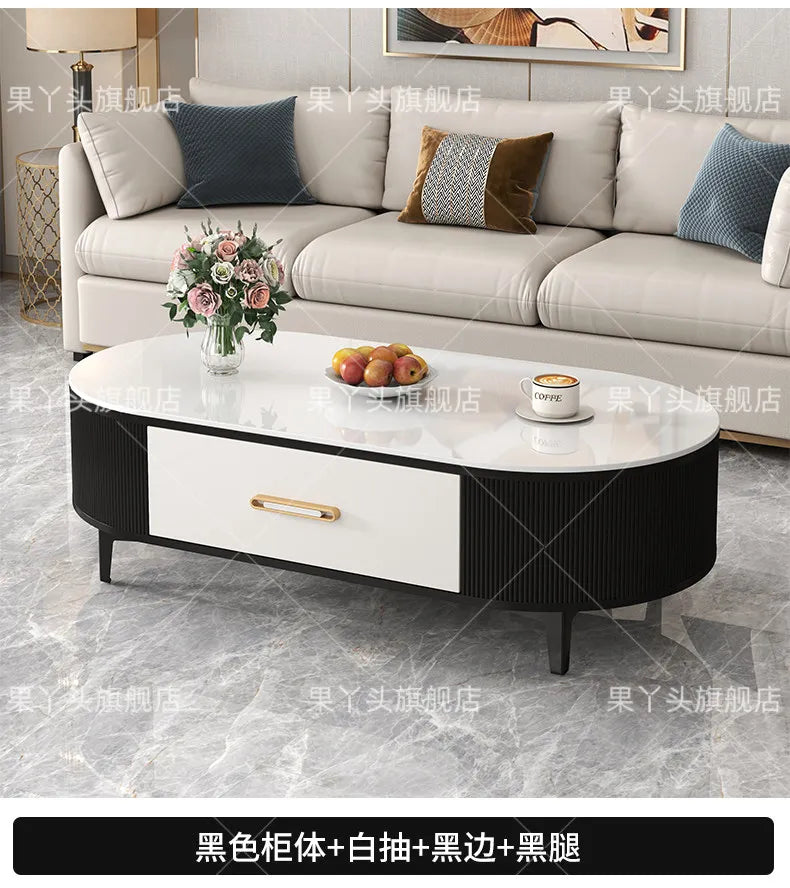 Mesa de Jantar, Mesa de Centro para Escrita e Café, Gavetas Móveis, Mesa Lateral de Luxo com Armazenamento para Sala de Estar, Mesa Auxiliar Moderna, Móveis Modernos
