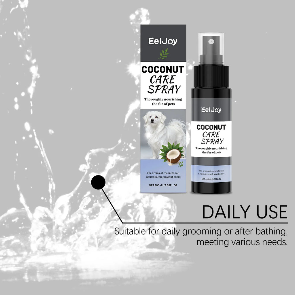 Spray de Cuidado para Animais de Estimação com Coco, Nutre o Pelo, Melhora a Textura do Pelo, Aumenta o Brilho, Elimina Odores, Fragrância Persistente, Spray de Higiene para Animais