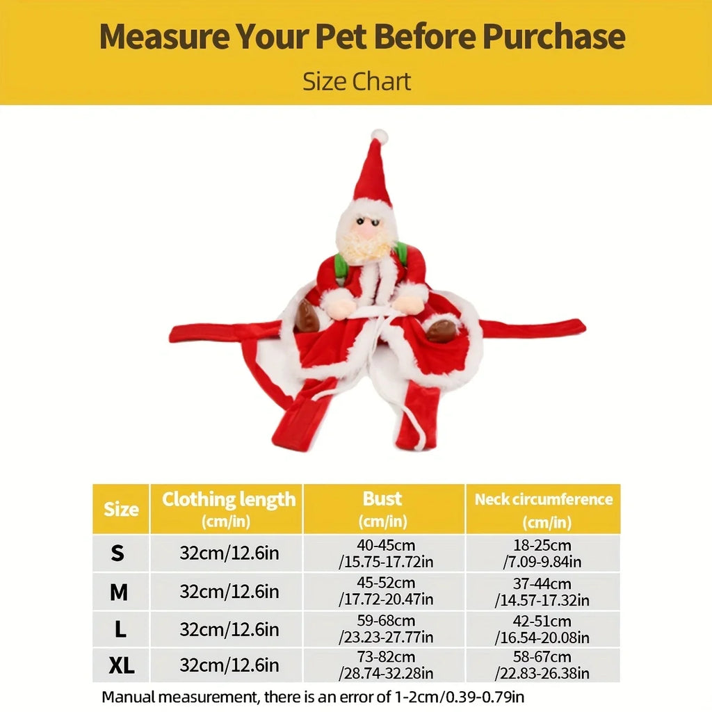 Nova Capa de Natal para Pets: Fantasia Engraçada de Papai Noel Montado para Cães e Gatos