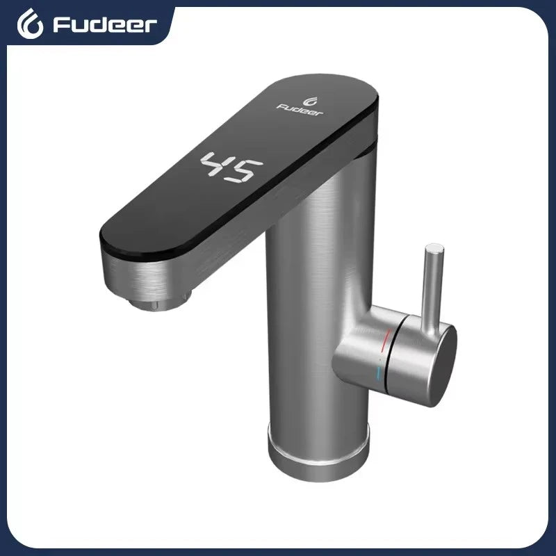 Fudeer 3400W 220V Cozinha Elétrica Aquecedor de Água Torneira Instantânea de Aço Inoxidável Torneira de Água Aquecedor Torneira de Aquecimento Frio