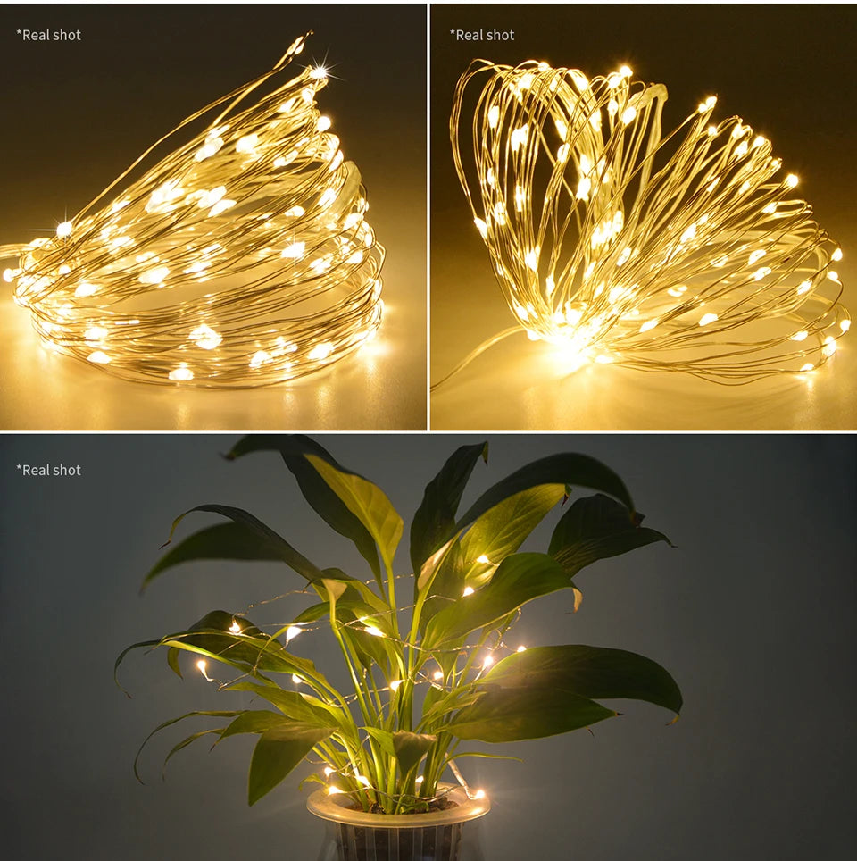 Luzes solares LED à prova d'água para exterior, cordão de luzes de fada, guirlanda de jardim, lâmpada solar de painel grande para decoração de festas