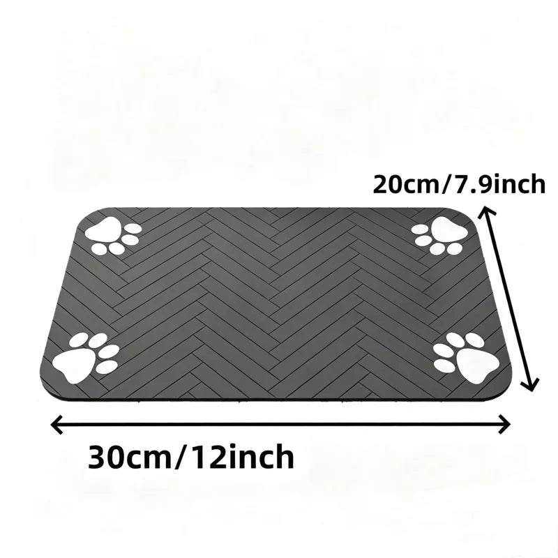 Tapete Absorvente para Comedouros de Cães e Gatos, Base de Borracha Impermeável