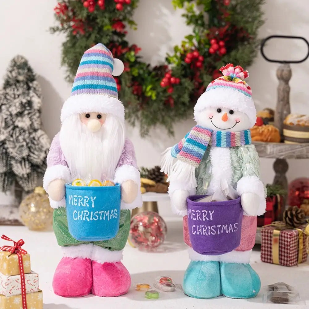 3d decoração de natal suprimentos criativo dos desenhos animados boneco de neve ornamentos chapéus coloridos bonito papai noel bonecas decorações da janela
