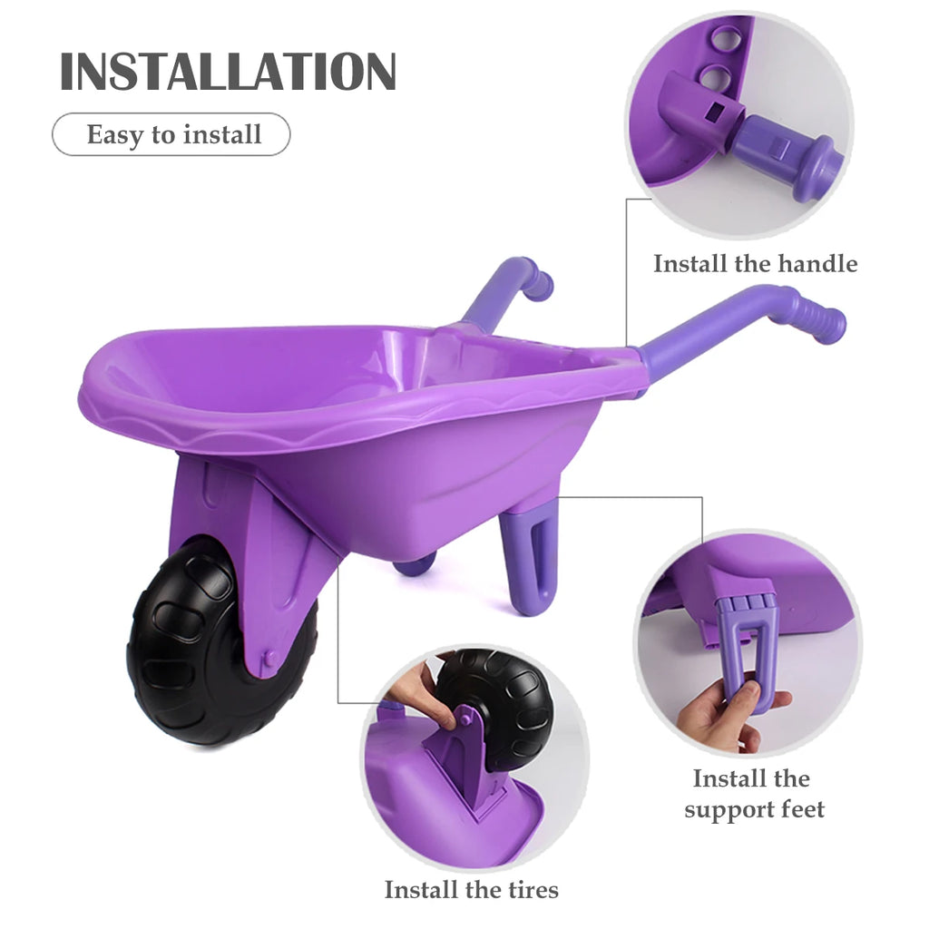 Conjunto de Ferramentas de Jardinagem para Crianças, Carrinho de Praia com Acessórios, Luvas e Ferramentas para Plantar Flores, Presentes para Meninos e Meninas