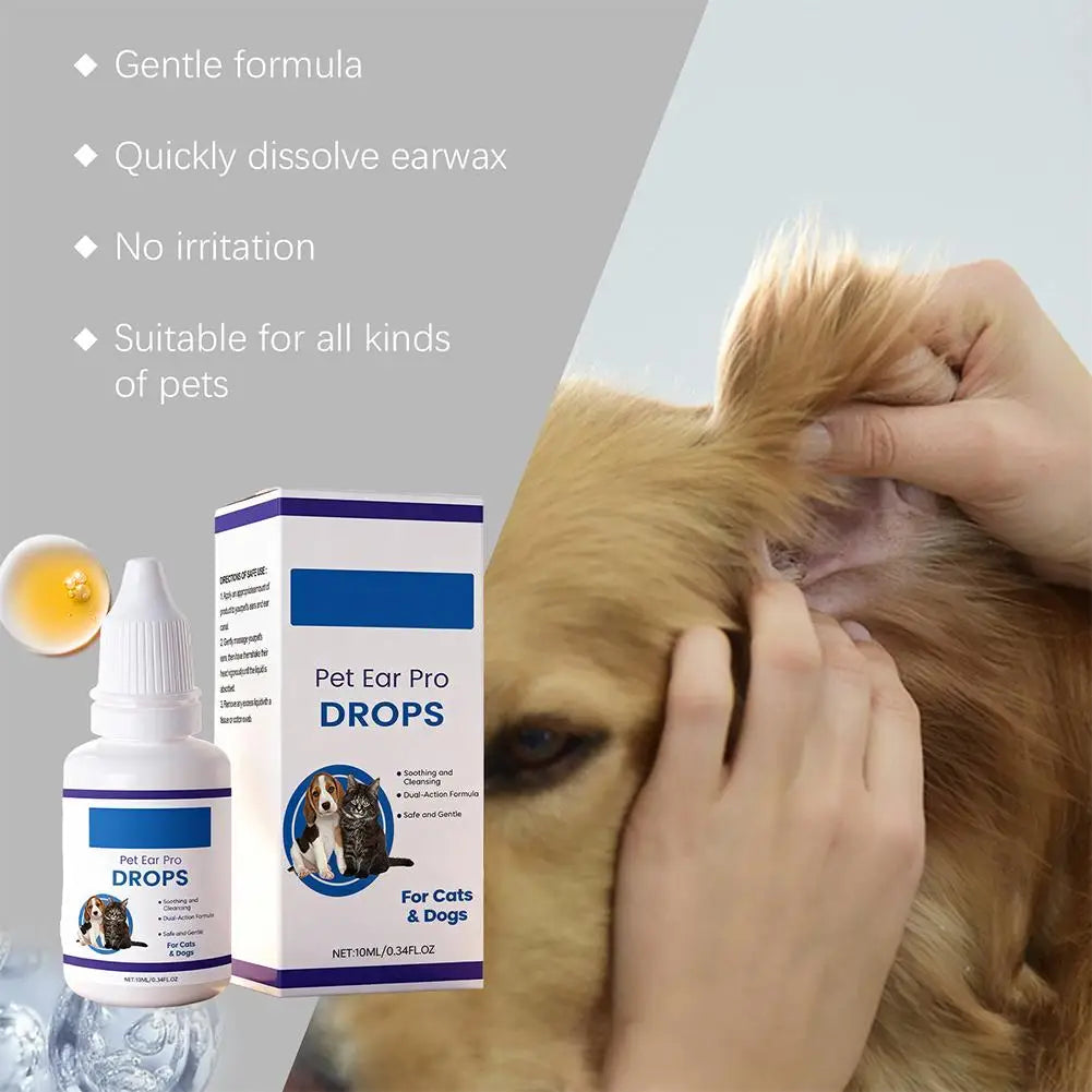 Gotas para Cuidado de Ouvidos de Animais de Estimação para Cães e Gatos Sensíveis, Seguras e Eficazes, 1/2/3 CAIXAS, Aliviam Coceira, Reduzem Odor, Líquido de Limpeza de Cera de Ouvido para Animais de Estimação